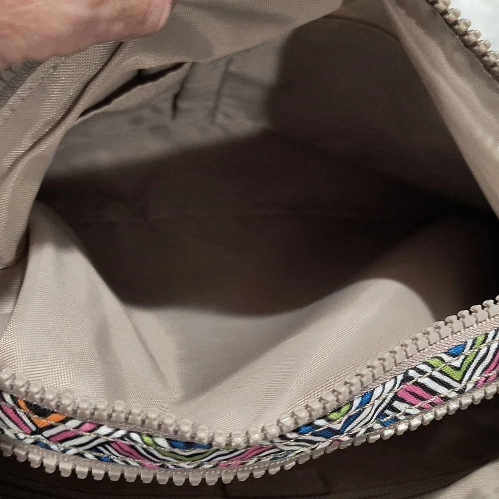 Kipling dual zip wipeable geometric print bag, EUC, 13